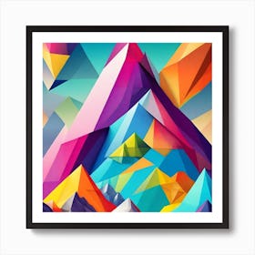 Colourful Abstract Close Up Of A Mountain With A Sky Background Art Print