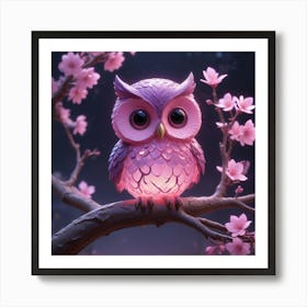 Pink Owl 1 Art Print