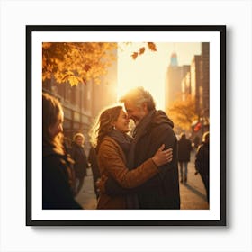 A Warm Spontaneous Hug Exchanged Between Two Old Friends Their Smiles Radiating Gratitude And Mutu (2) Art Print