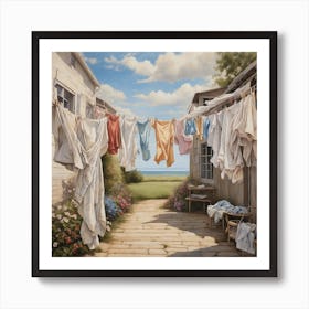 Laundry On The Line Art Print