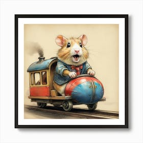 Hamster On A Train 3 Art Print