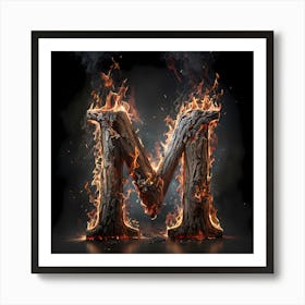 Letter M On Fire Art Print