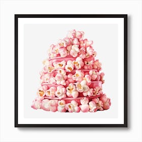 Pink Popcorn Cake On Black Background 1 Art Print