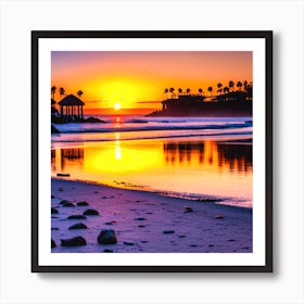 Sunset At Laguna Beach 1 Art Print