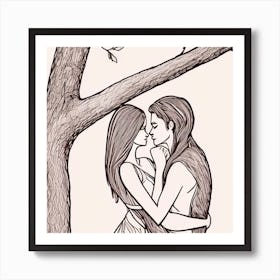 Kissing Under A Tree 1 Art Print
