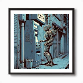 Robot At The ATM Art Print