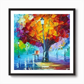 Tree In The Rain oil painting abstract painting art Art Print