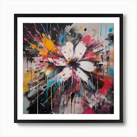 Flower Graffiti Abstract Paint Chaos Color Burst 3 Art Print