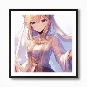 Anime Girl In White Dress Art Print