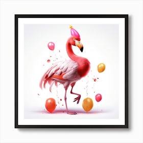 Birthday Flamingo Art Print