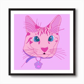 Psychodelic pink Cat decoration  Art Print