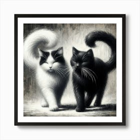 Black And White Cats 1 Art Print