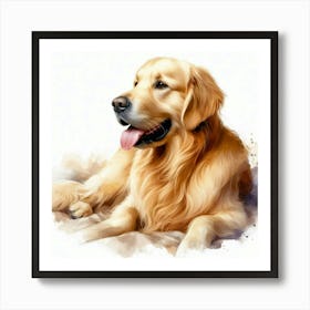 Golden Retriever Painting in water color Art Print