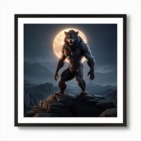 Default A Dynamic And Courageous Werewolf Standing Atop A Rugg 1 Art Print
