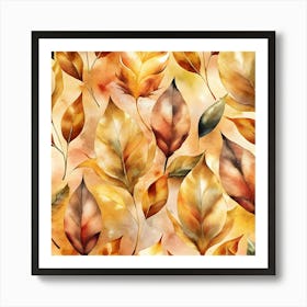 Autumn Leaves Seamless Pattern 23 Art Print