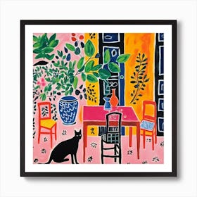 Cat In The Dining Room 3 Art Print