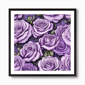 Purple Roses Seamless Pattern 7 Art Print