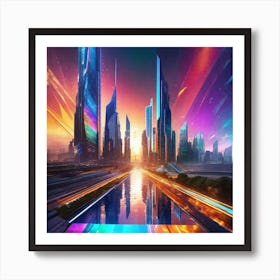 Futuristic City 129 Art Print