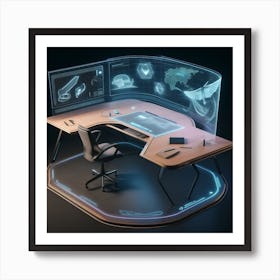 Futuristic Office Desk 1 Art Print