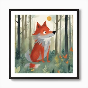 Fox In The Woods 1 Art Print