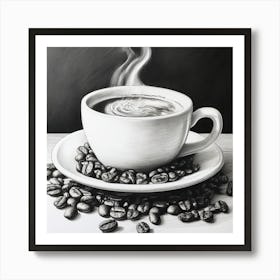 A Captivating Portrait Of A Coffee Wall Art Detailed In Subtle Pencil Shading Integrate Coffee 1 Art Print