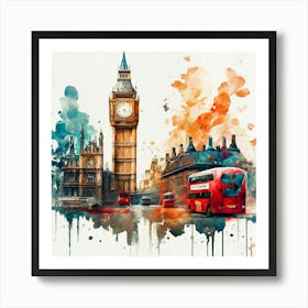 London Watercolor Painting Art Print