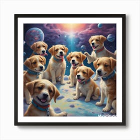 Dogs On The Moon Art Print