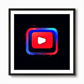 Youtube Video Streaming Platform Media Content Icon Logo Red Play Watch Channel Subscrib (5) Art Print