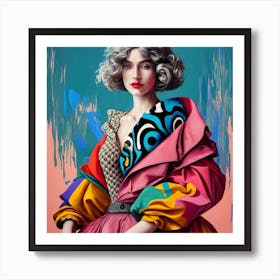 Woman In A Colorful Dress Art Print