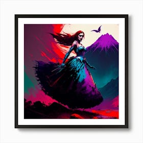 Woman In A Purple Dress Art Print