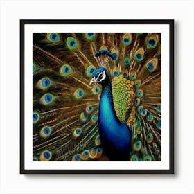 Default The Painting Portrays A Majestic Peacock With Its Vibr 0 Art Print