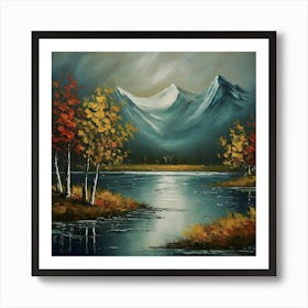 Autumn Trees By The Lake Art Print