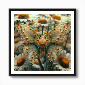 Butterfly On Daisies 4 Art Print