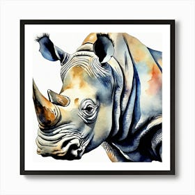 Rhinoceros Watercolor Art Print