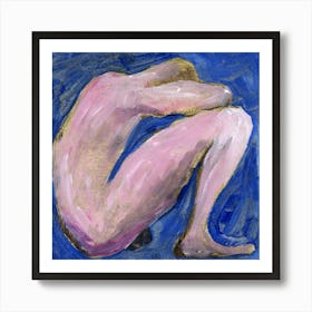 Desperate Man - male nude homoerotic gay art square blue adult mature Anton Maliar bedroom painting Art Print