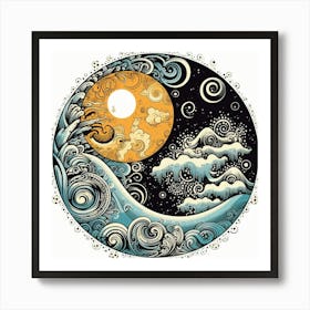 Great Wave Yin Yang 2 Art Print