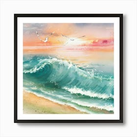 Watercolor Seascape Painting Art Print