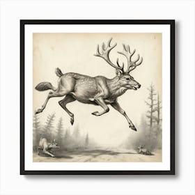 Deer In Flight 1 Art Print