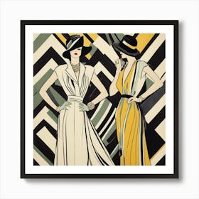 Two Women In Hats Art Print