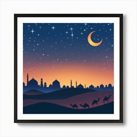 Camels In The Desert Art Print