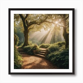 Rays Of Light Through The Forest Art Print