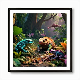 Lizards In The Jungle Art Print