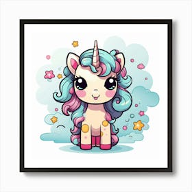 Unicorn With Rainbow Mane 44 Art Print