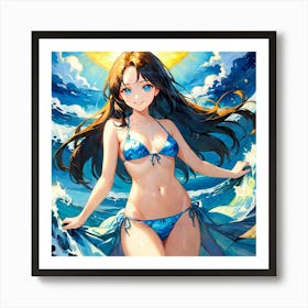 Anime Girl In Bikini fyh Art Print