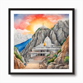 Hindu Temple In The Mountains Art Print