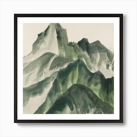 Japanese Watercolour Of Mount Kurai 6 Art Print