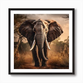 African Elephant In The Wild Affiche