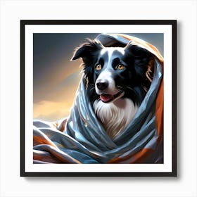 Border Collie In Bed Art Print