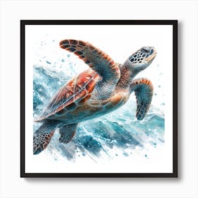 Sea Turtle Watercolour Art Print 1 Art Print