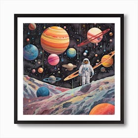 Astronaut Illustration Kids Room 8 Art Print